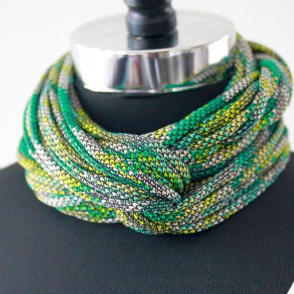 Handmade Green Infinity scarf necklace, or Scarf Jewellery for women