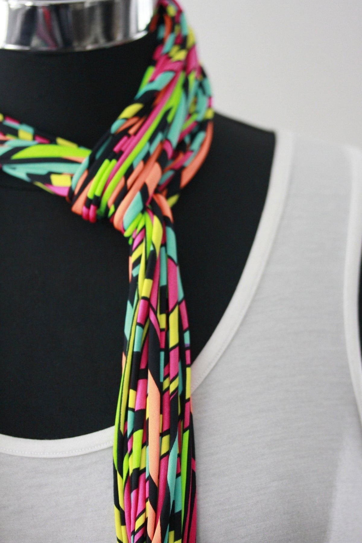 Handmade Neon Infinity Scarf Necklace, Circle , Not a tshirt Scarf for Women or Teens
