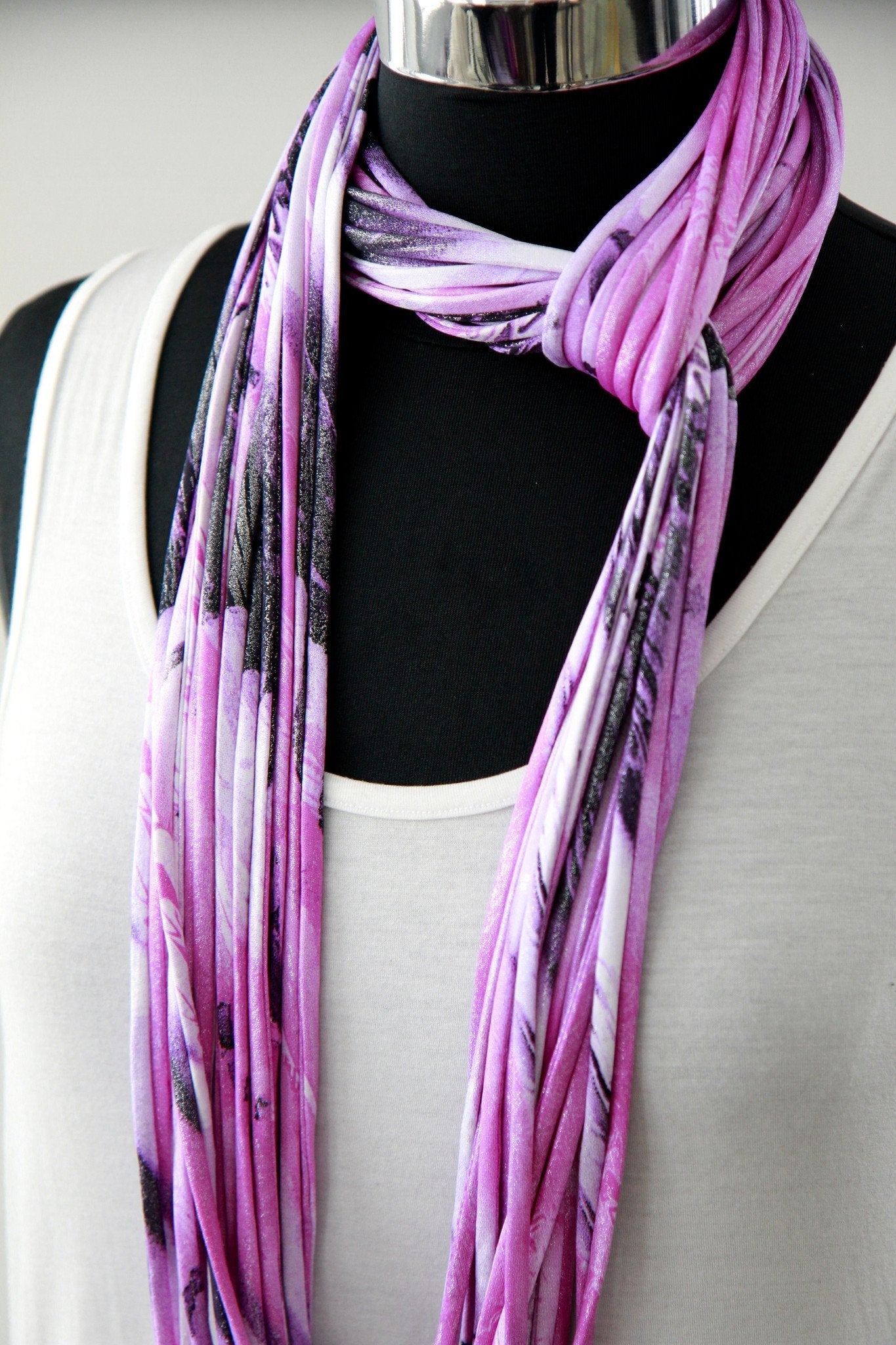 Marble Print Infinity Scarf Necklace