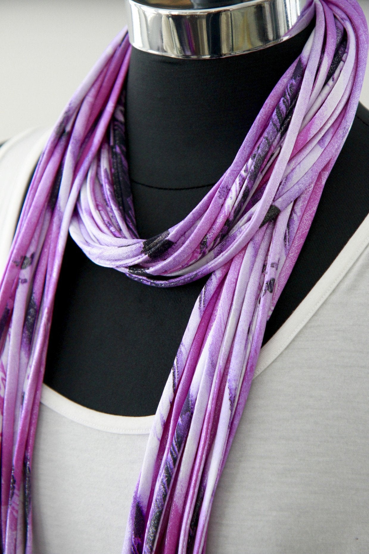 Marble Print Infinity Scarf Necklace