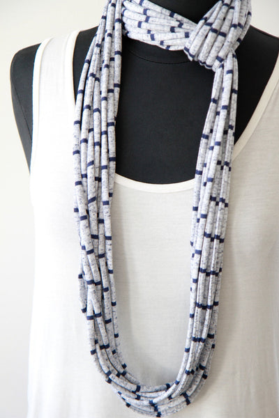 Navy Blue and Heather Grey Scarf