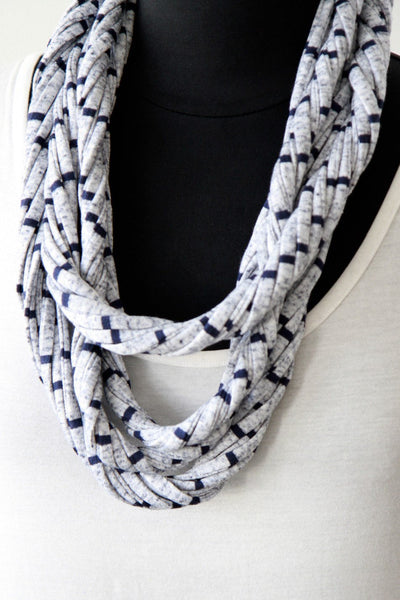 Navy Blue and Heather Grey Scarf