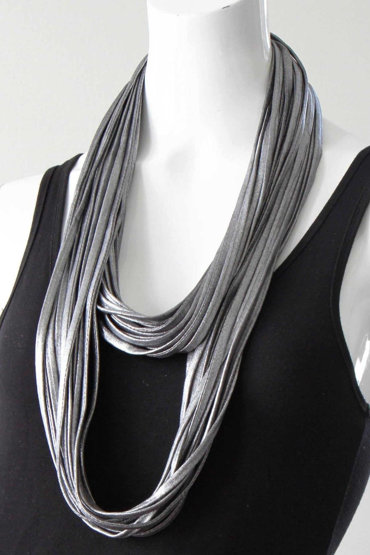 Rhodium Silver Infinity Scarf for Women