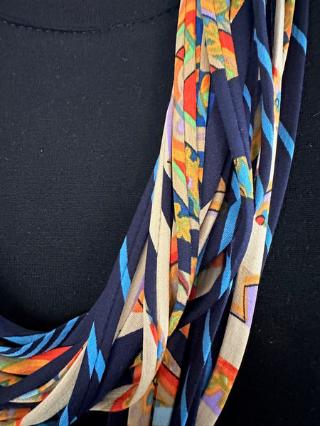 Navy Blue and Yellow Infinity Scarf Necklace