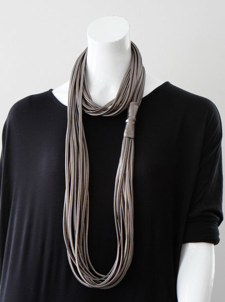 Pewter Vegan Leather Infinity Scarf for Women 'London Fog'