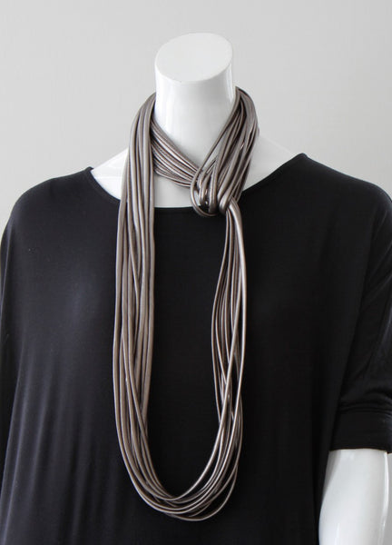 Pewter Vegan Leather Infinity Scarf for Women 'London Fog'