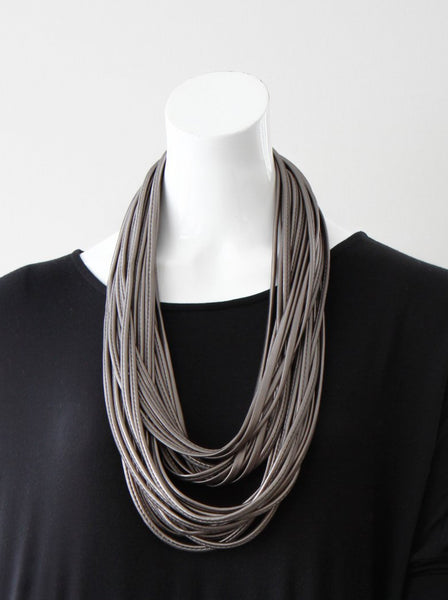 Pewter Vegan Leather Infinity Scarf for Women 'London Fog'
