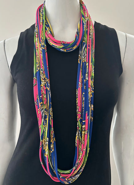 Pink and Blue Infinity Scarf or Necklace 'Gold Link'