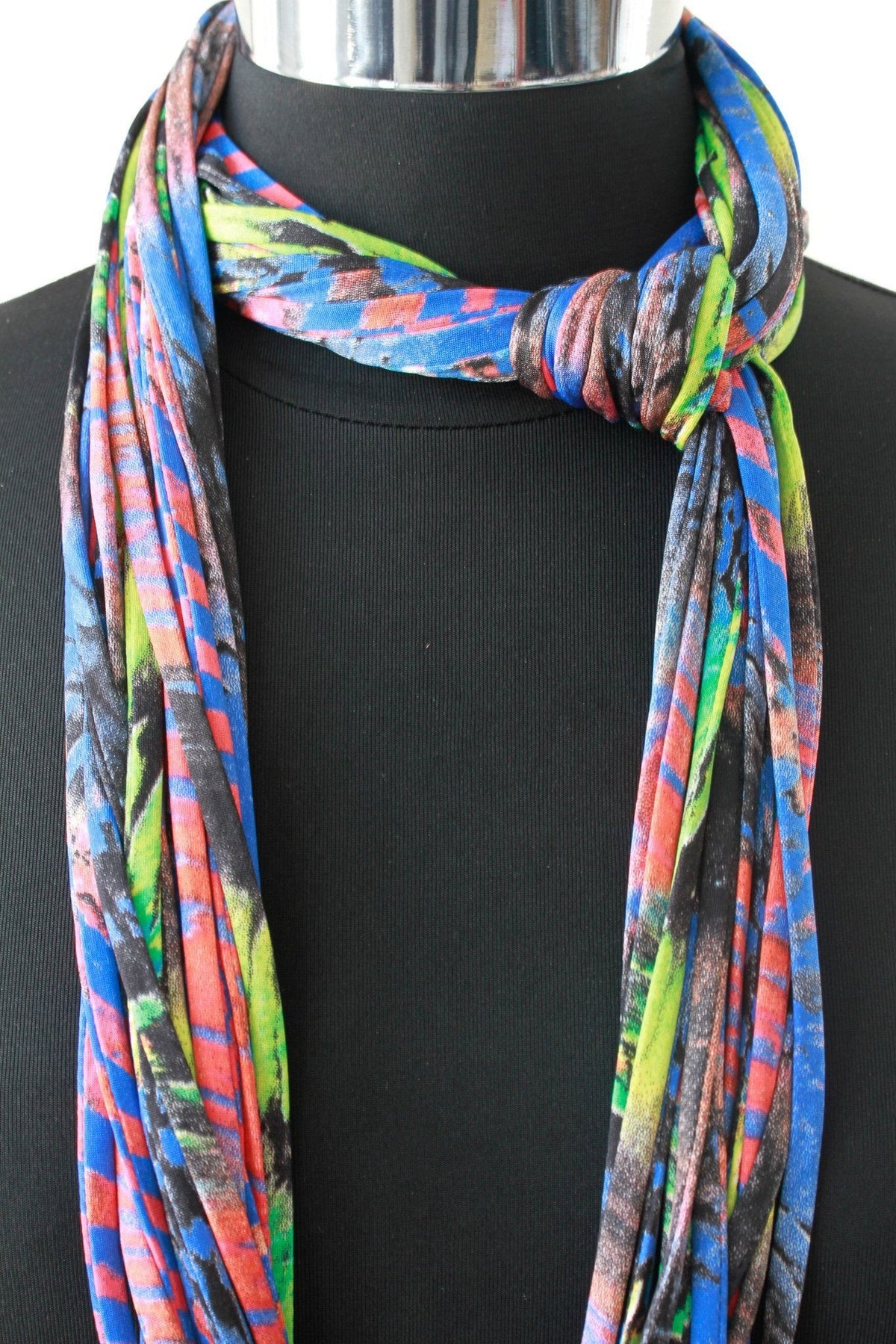 Scarf Necklace in Blue, Red and Green &#39;Amazonia&#39;