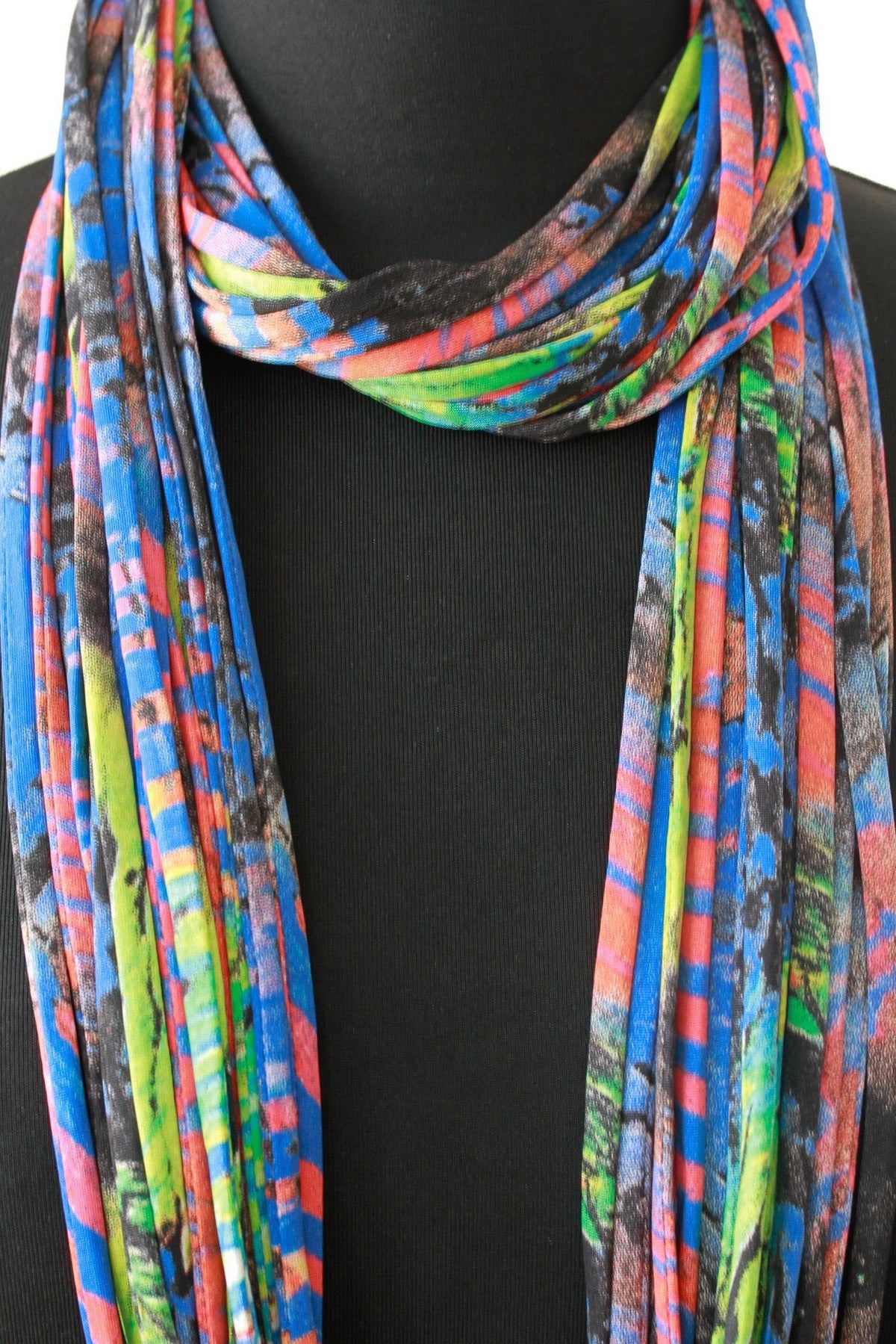 Scarf Necklace in Blue, Red and Green &#39;Amazonia&#39;