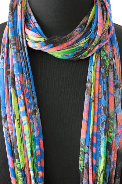 Scarf Necklace in Blue, Red and Green 'Amazonia'