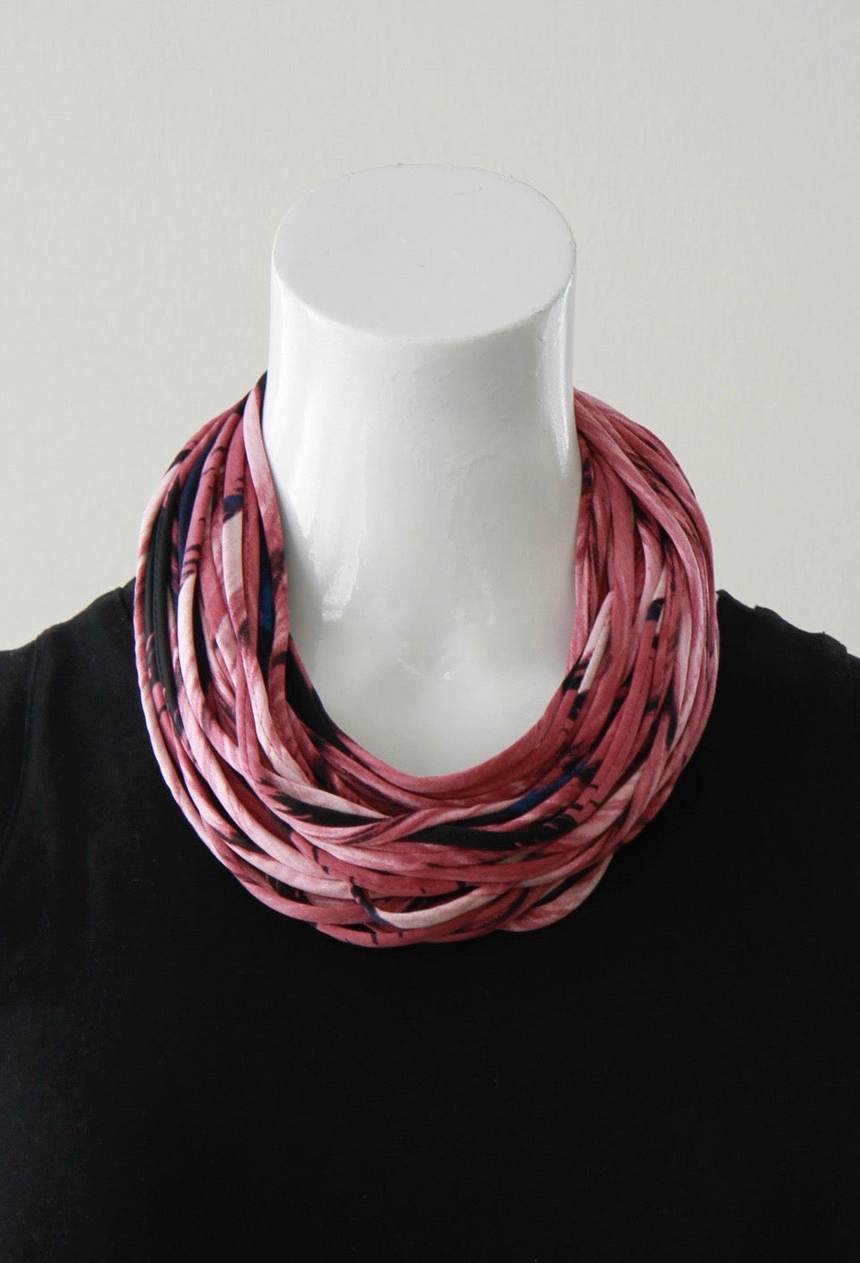 Rose Pink Infinity Scarf Necklace