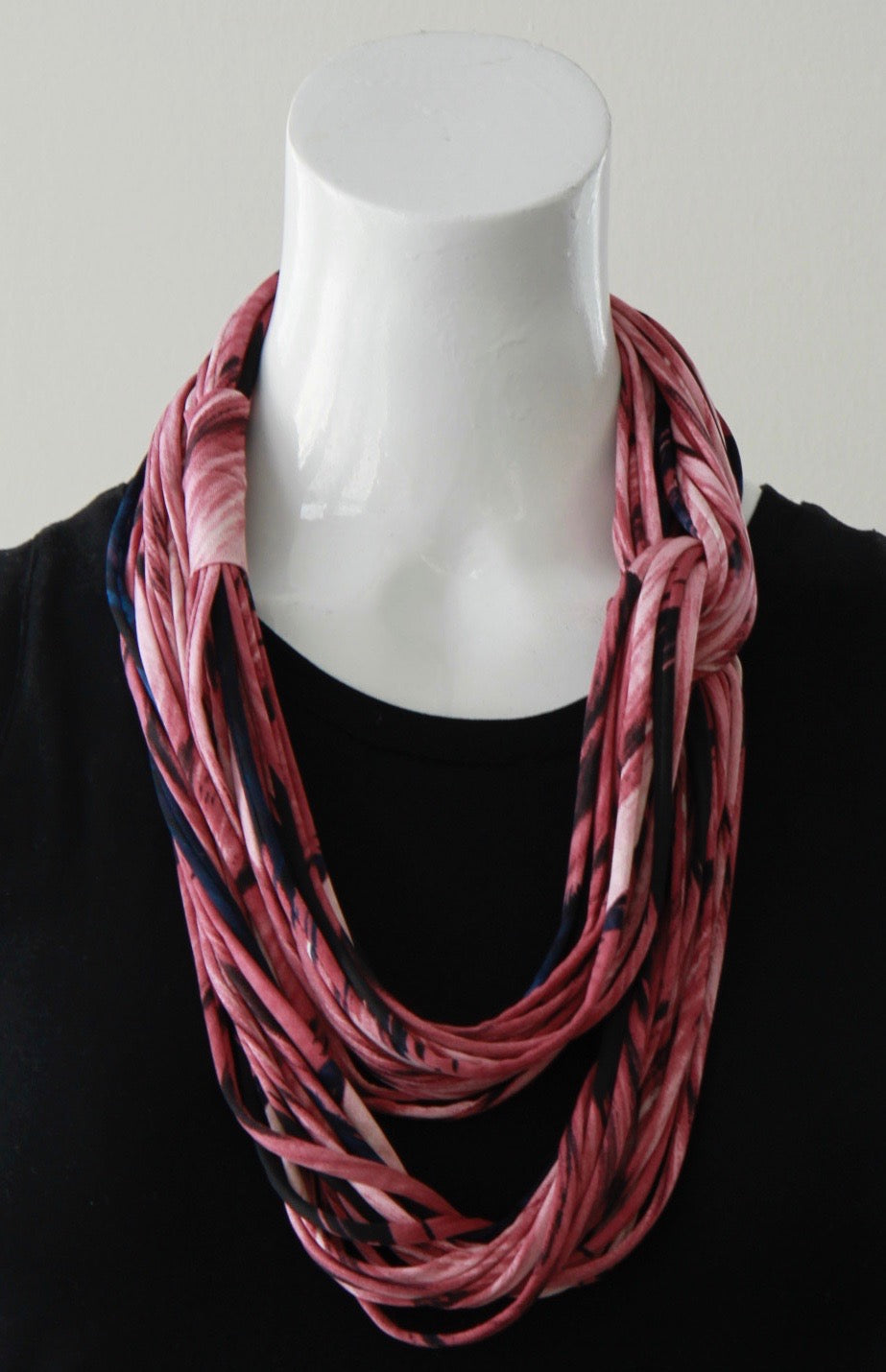 Rose Pink Infinity Scarf Necklace