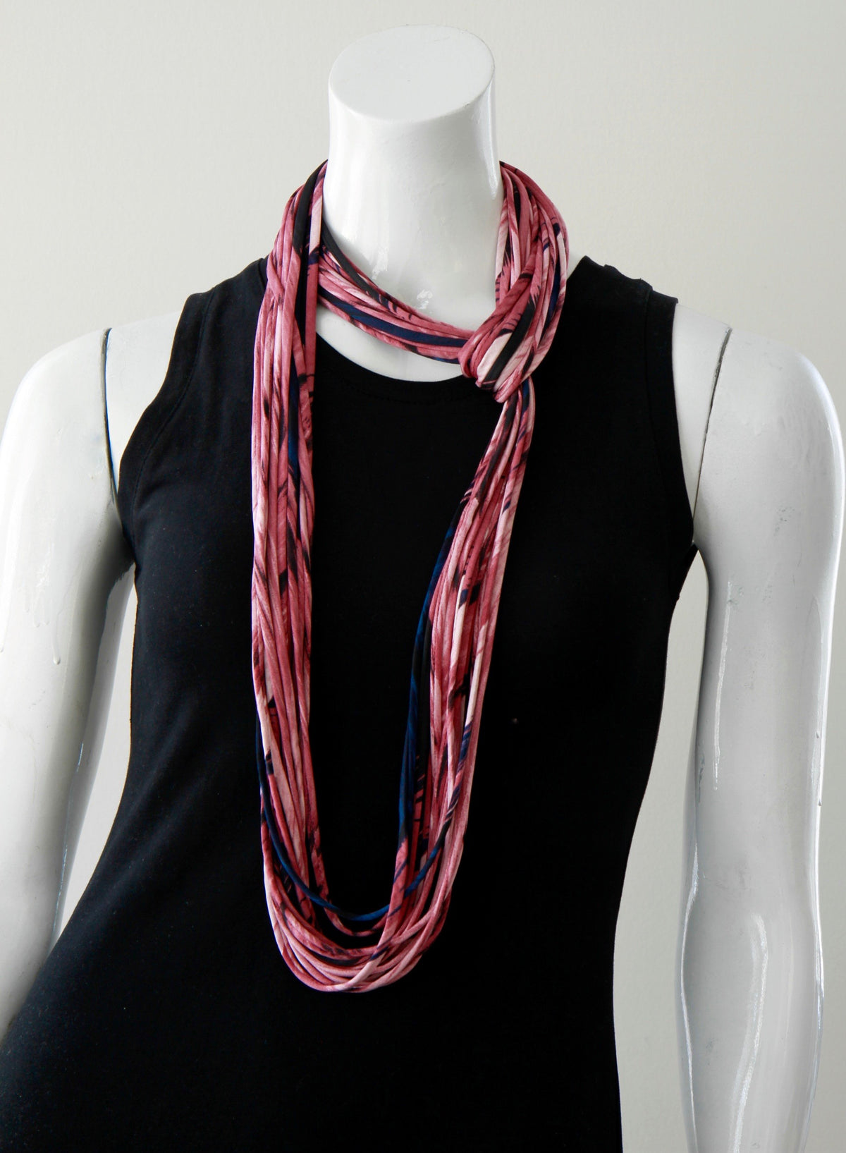 Rose Pink Infinity Scarf Necklace