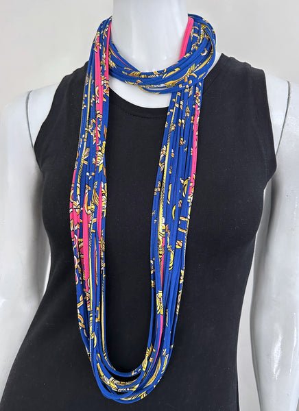 Royal Blue and Pink Infinity Scarf or Necklace 'Gold Link'