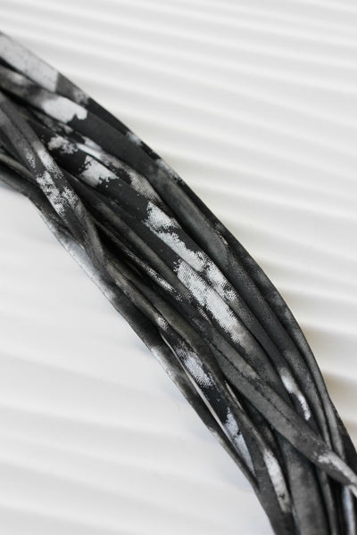 Black and Silver Scarf Necklace 'Obsidian'