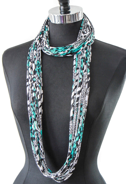 Turquoise and Black Infinity Scarf 'Aqua'