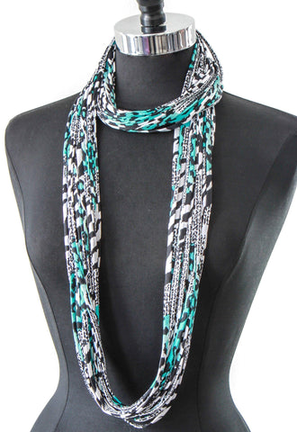 Turquoise and Black Infinity Scarf 'Aqua'