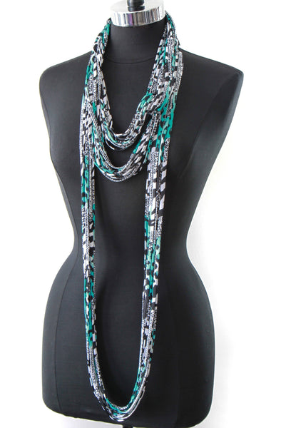 Turquoise and Black Infinity Scarf 'Aqua'
