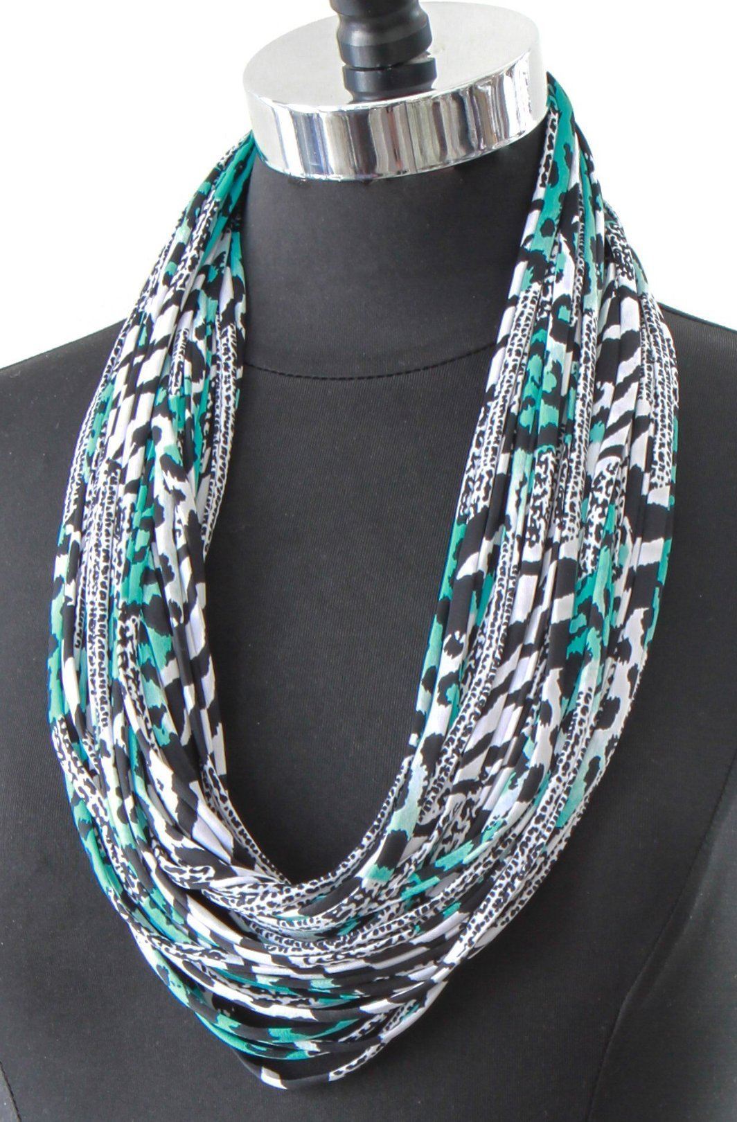 Turquoise and Black Infinity Scarf &#39;Aqua&#39;