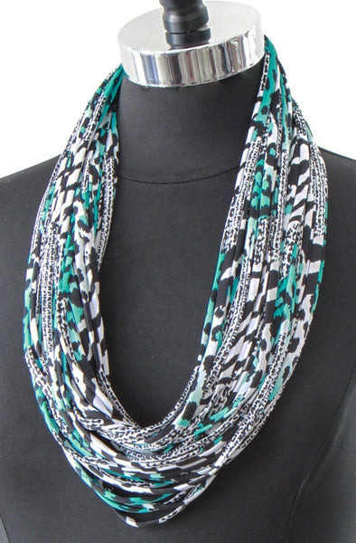 Turquoise and Black Infinity Scarf 'Aqua'