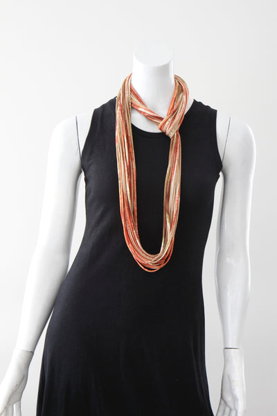 Orange and Tan Infinity Scarf Necklace 'Blurred Lines'