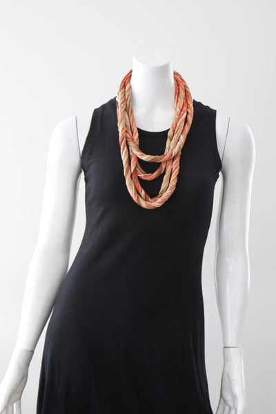 Orange and Tan Infinity Scarf Necklace 'Blurred Lines'