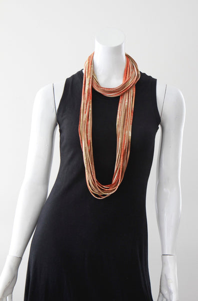 Orange and Tan Infinity Scarf Necklace 'Blurred Lines'